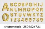 English alphabet and numbers Balloons. Golden balloons for text, letters, festivals. Festive, realistic scene. Vector illustration of letters from A to Z.