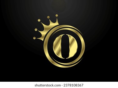English alphabet O with a crown. Royal, King, queen luxury symbol. Font emblem. Vector illustration