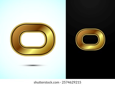 English alphabet O in gold color style. Graphic alphabet symbol for corporate business identity