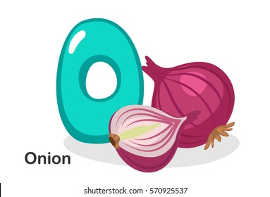 English alphabet O, O for onion