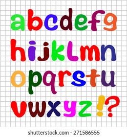 The English alphabet on a white background with a grid