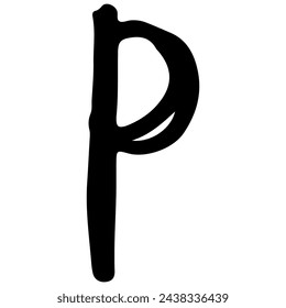 English alphabet p 4 cute on a white background, vector illustration.