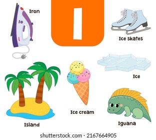 English alphabet in pictures — Children's colored letter I — vector illustration