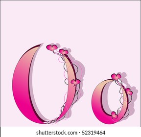 English alphabet in a pink color