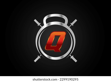 English alphabet Q with gym and fitness sign. Lifting vector logo design. Vector logo for bodybuilding