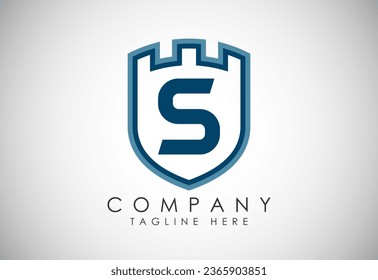 English Alphabet S With Castle Logo Design Vector. Graphic Alphabet Symbol For Corporate Business