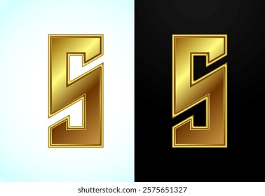 English alphabet S in gold color style. Graphic alphabet symbol for corporate business identity