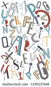 The English alphabet scrambled up illustration