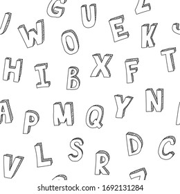 Englisches Alphabet nahtloses Muster. Satz von Vektorillustration-Doodle-Buchstaben.