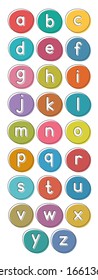 English alphabet from small letters. Card from a set for children's development and education. Vector illustration. 