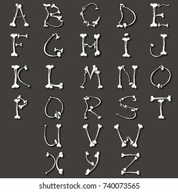 English alphabet for stone Halloween bones