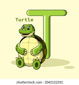 English Alphabet . T. Turtle. Animal alphabet