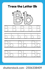 English alphabet tracing practice worksheets, educational letters a-b dot tracing pattern For children in kindergarten