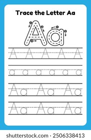 English alphabet tracing practice worksheets, educational letters a-b dot tracing pattern For children in kindergarten