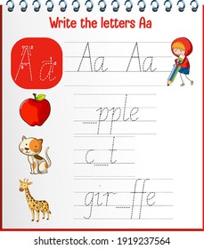 English alphabet tracing worksheets illustration