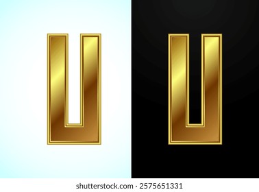 English alphabet U in gold color style. Graphic alphabet symbol for corporate business identity