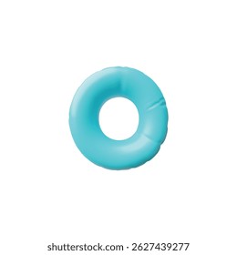 Letra inglesa maiúscula O do balão inflado azul ícone do vetor 3D. Sinal de fonte latina realista. Símbolo de digitação de constante figura de ar inchado. Objeto tipográfico estilizado por volume. Educação infantil
