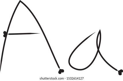 English alphabet Uppercase - Lowercase A-a Hand Letter Vector Illustration for Banners Posters Albums Project School Decoration Education for learning preschool.