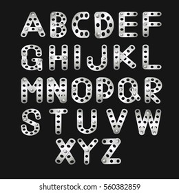 The English alphabet with use of the metal designer