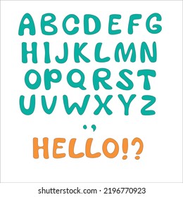 English alphabet in vector. Cute and childish design, can be used in any color