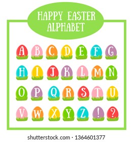 English alphabet. Vector illustration of easter alphabet. letters in easter eggs.