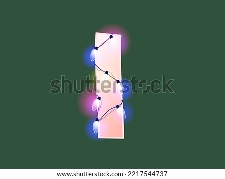 English alphabet vector illustration. Type with glowing Christmas lights and bulbs. Celebrational letters for decoration. Festive set in playful style. Letter I