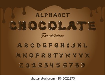 English alphabet vector, typography design. Hand drawn font. Postcard for girls and boys. Logo of stylish children’s goods. Illustration for promotional products of sweets, chocolate, drinks. 