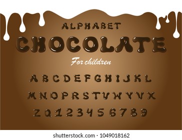 English alphabet vector, typography design. Hand drawn font. Postcard for girls and boys. Logo of stylish children’s goods. Illustration for promotional products of sweets, chocolate, drinks.