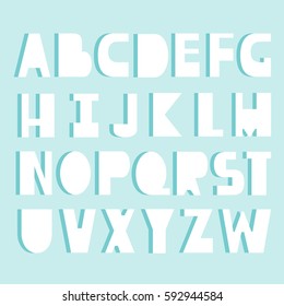 English alphabet vector, typography design. Background with set of decorative latin letters. Poster with latin abc made in modern style. Clean font, flat line style. Clear lines