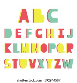 English alphabet vector, typography design. Background with set of decorative latin letters. Poster with latin abc made in modern style. Clean font, flat line style. Clear lines