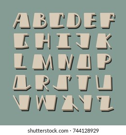 English alphabet vector, typography design. Background with set of decorative latin letters. Poster with colorful abc made in modern style. Clean font, flat line style. Trendy capital letters