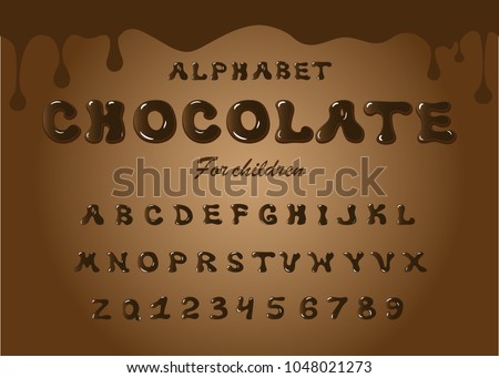 English alphabet vector, typography design. Hand drawn font. Postcard for girls and boys. Logo of stylish children’s goods. Illustration for promotional products of sweets, chocolate, drinks. 