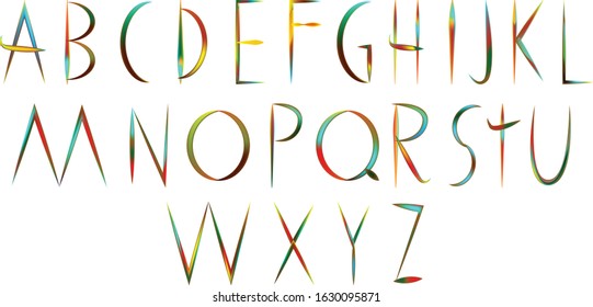English alphabet vector.Digital drawing of English letters.Abstract drawing of English letters
