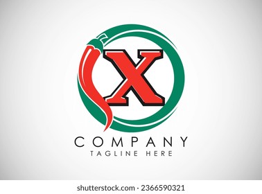 English Alphabet X With Red Chilli Logo Design. Graphic Alphabet Symbol For Corporate Business