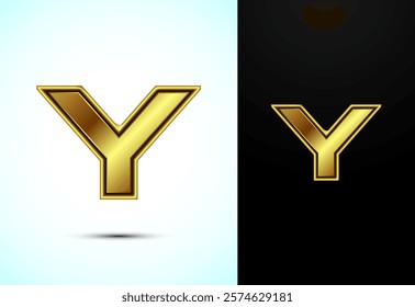 English alphabet Y in gold color style. Graphic alphabet symbol for corporate business identity