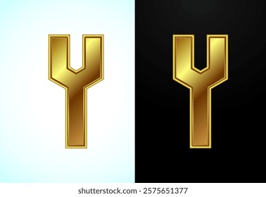 English alphabet Y in gold color style. Graphic alphabet symbol for corporate business identity