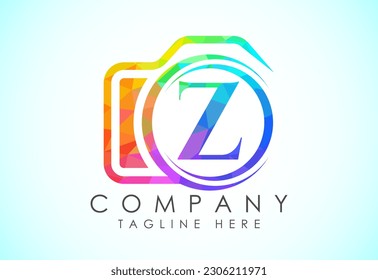 English alphabet Z with a camera icon. Low poly style logo for photography business, and company identity
