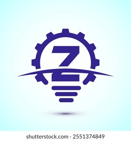 English alphabet Z with electric bulb and gear sign. Creative idea logo concept