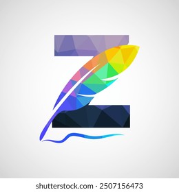 English alphabet Z with feather logo design template. Logo for a writer or publishers.