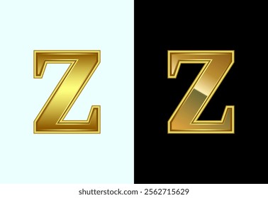 English alphabet Z in gold color style. Graphic alphabet symbol for corporate business identity