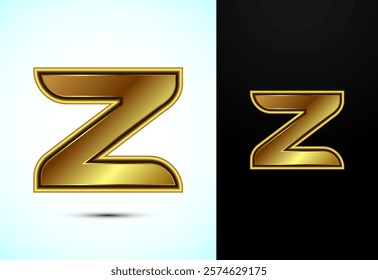 English alphabet Z in gold color style. Graphic alphabet symbol for corporate business identity