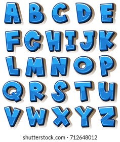 English alphabets in blue blocks illustration