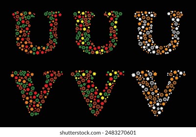 English alphabets are designed using different creative shapes and different colors