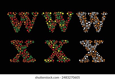 English alphabets are designed using different creative shapes and different colors