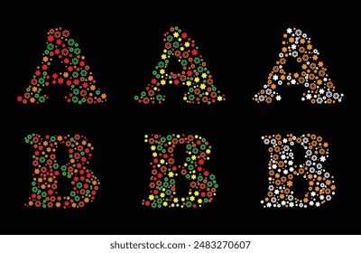 English alphabets are designed using different creative shapes and different colors