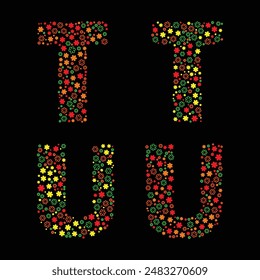 English alphabets are designed using different creative shapes and different colors