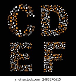 English alphabets are designed using different creative shapes and different colors