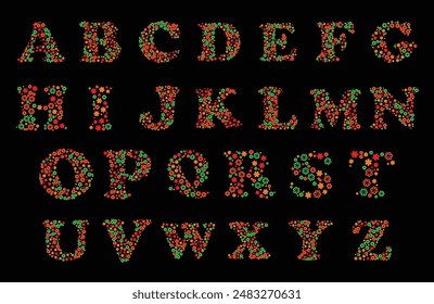 English alphabets are designed using different creative shapes and different colors
