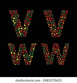 English alphabets are designed using different creative shapes and different colors