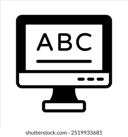 Englisch alphabets inside computer having concept icon of online learning